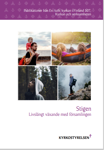 Bokpärm av Stigen publikationen, fyra bilder av barn i olika åldrar