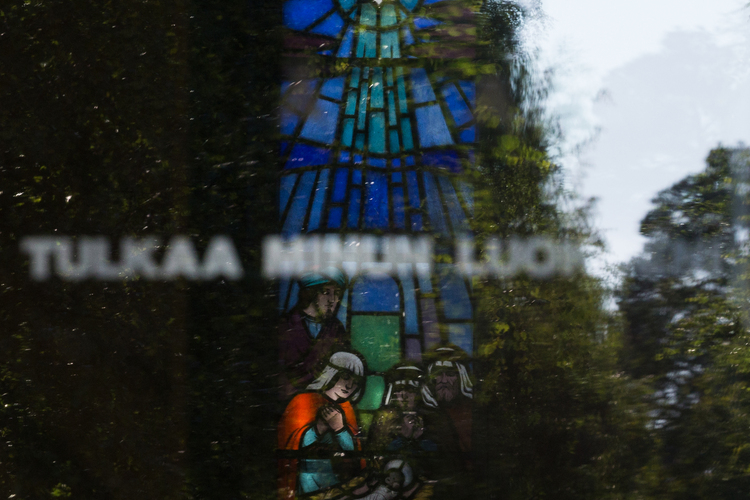 a glass painting.