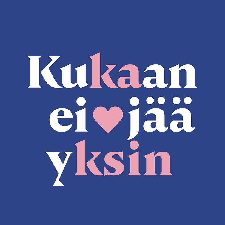 Suuressa koossa teksti Kukaan ei jää yksin.