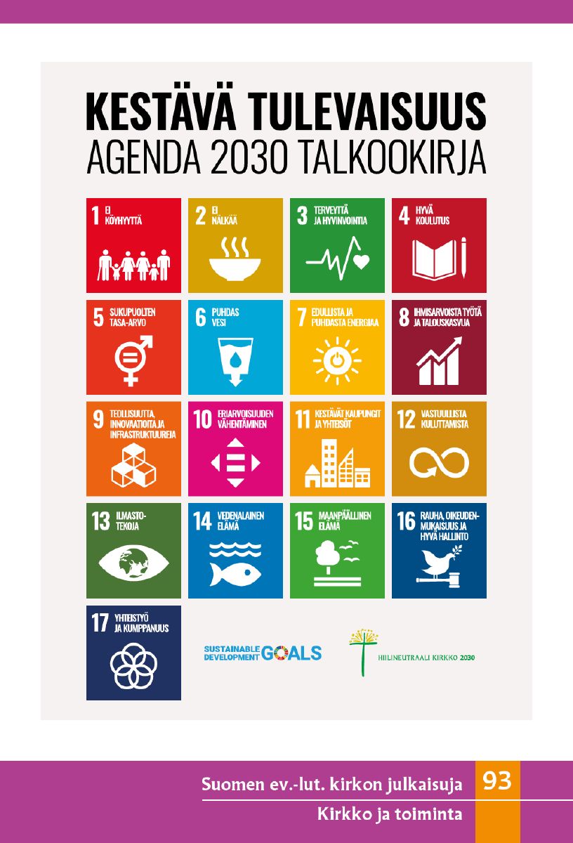 Kestävä tulevaisuus – Agenda 2030 talkookirjan kansi.