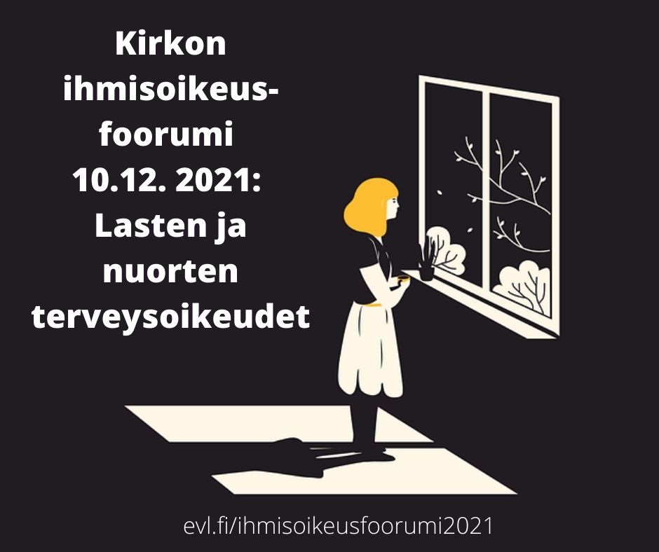 Piirroskuva ikkunasta ulos katsovasta tytöstä.