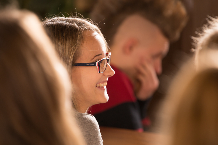 Young people in a church.
