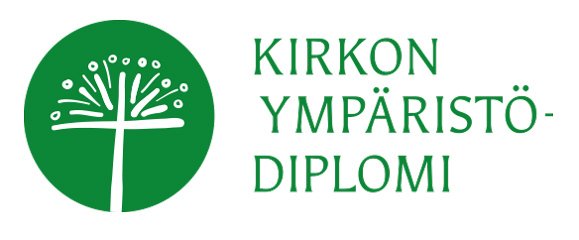 Kirkon ympäristödiplomin tunnus ja logo