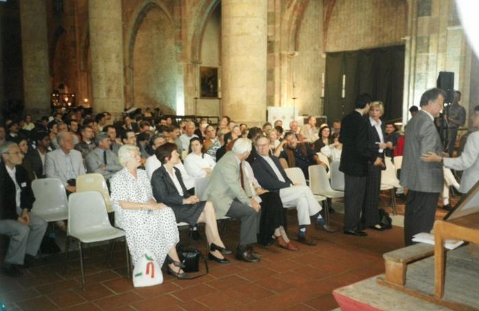 People sitting in the cathedral in Toulouse waiting for the award ceremony 1999