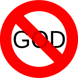 Stop-merkki, jossa lukee No God.