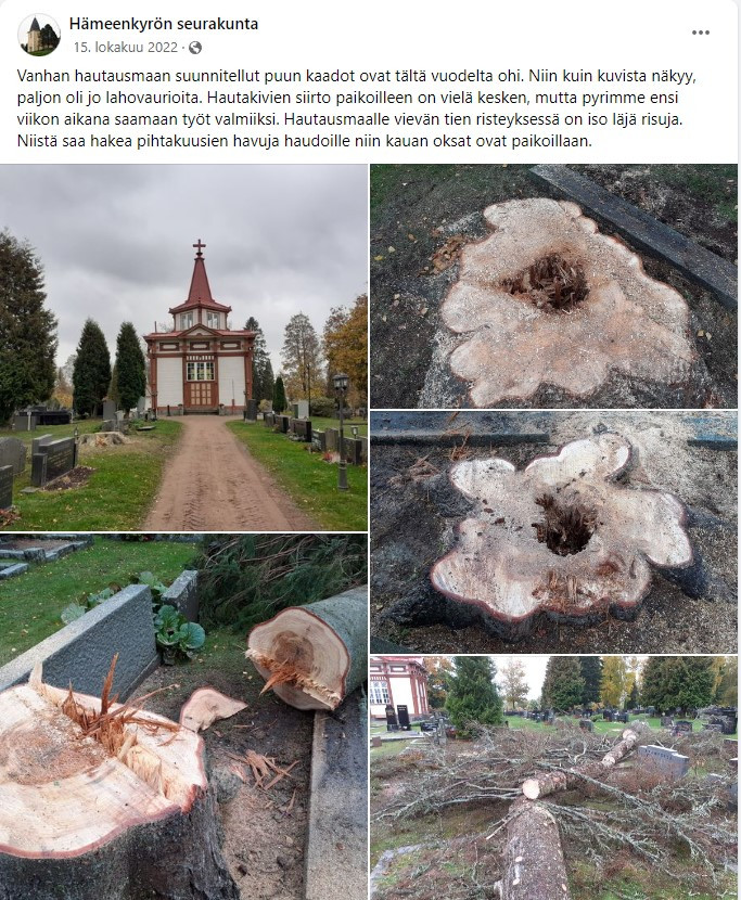 Kuvanosto Hämeenkyrön seurakunnan somepäivityksestä.