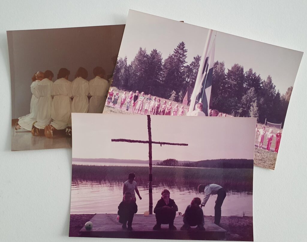 Kolme valokuvaa seurakunnan toiminnasta.