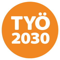 Oranssissa ympyrässä TYÖ2030.