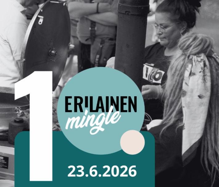Erilainen mingle -banneri. Tapahtuma 23.6. Keski-Porin kirkossa.